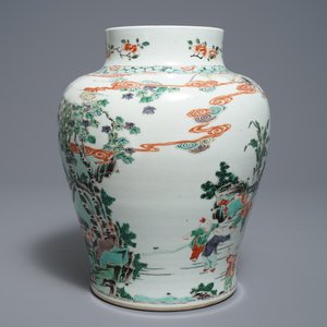Een Chinese famille verte Kangxi-stijl vaas, 19/20e eeuw — foto 3