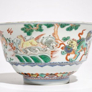 Een Chinese famille verte kom met boeddhistische leeuwen, Kangxi — foto 5
