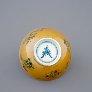 Een Chinese famille verte op zeemleer ondergrond kop en schotel, Kangxi — foto 9