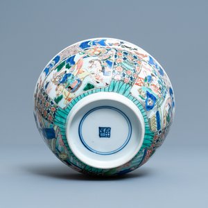 Een Chinese famille verte 'Romance of the Western Chamber' kom, Kangxi — foto 7