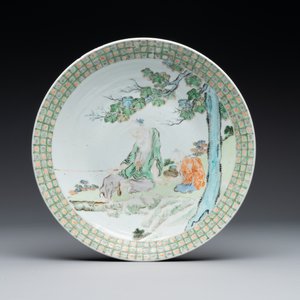 Een Chinese famille verte schotel, een famille rose bassin en een schotel, 19e eeuw — foto 5