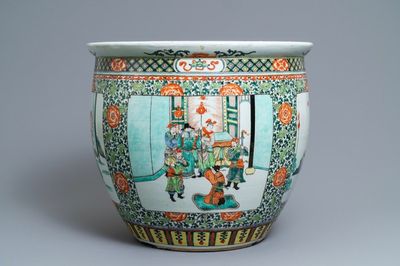 Een Chinese famille verte vissenkom, 19e eeuw