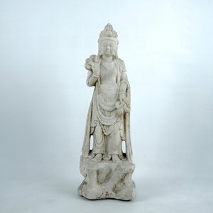 Een Chinese figuur van een vrouwelijke onsterfelijke in wit marmer — foto 1