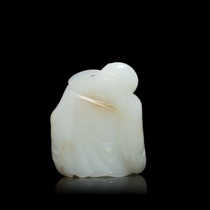 Een Chinese figuur van Li Taipo in witte jade, Kangxi/Yongzheng — foto 2