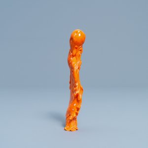 Een Chinese figuur van Shou Lao in rood koraal, 19/20e eeuw — foto 6