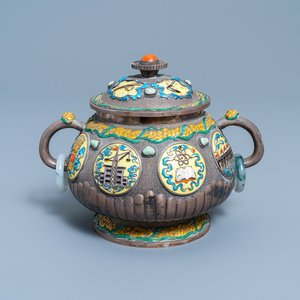 Een Chinese geëmailleerde zilveren wierookbrander, Culturele Revolutie, 20e eeuw — foto 1