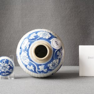 Een Chinese geribde blauw-witte dekselpot, Kangxi — foto 8