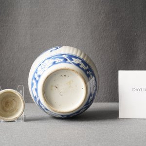 Een Chinese geribde blauw-witte dekselpot, Kangxi — foto 9