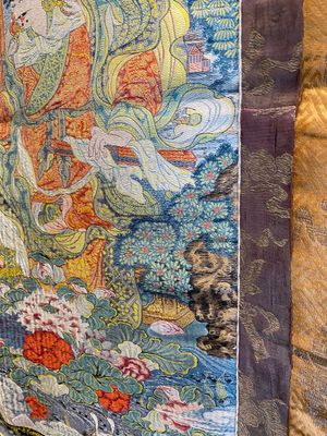 Een Chinese gewoven thangka van een Shambhala koning, Republiek — foto 3