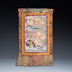 Een Chinese gewoven thangka van een Shambhala koning, Republiek — foto 2