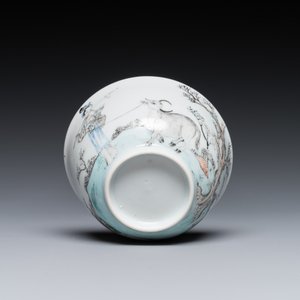 Een Chinese grisaille kop en schotel met Lan Caihe, Yongzheng — foto 9