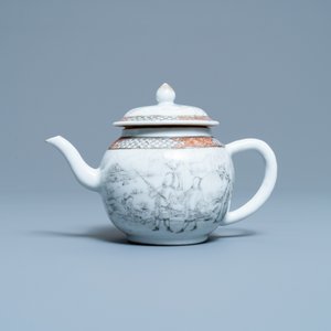 Een Chinese grisaille theepot met Europese jagers, Yongzheng — foto 2