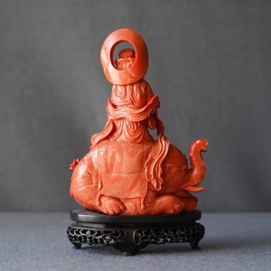 Een Chinese groep in rood koraal met Guanyin op een olifant, 19e eeuw — foto 8