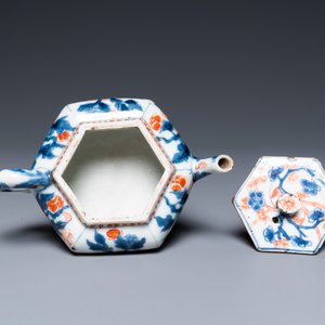 Een Chinese hexagonale Imari-stijl theepot met deksel, Kangxi — foto 6