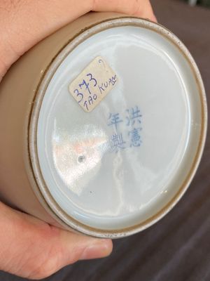 Een Chinese ijzerrode en grisaille 'Shou Lao en Lan Caihe' vaas, Hongxian merk, Republiek — foto 7