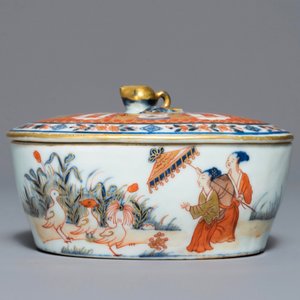 Een Chinese Imari-stijl botervloot naar Cornelis Pronk, "De parasoldames", Qianlong, ca. 1736-1738 — foto 2