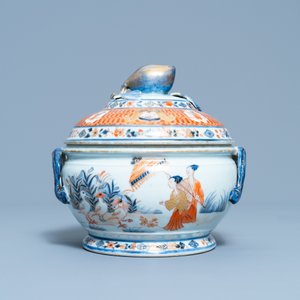 Een Chinese Imari-stijl dekselterrine naar Cornelis Pronk: 'Parasoldames', Qianlong — foto 4