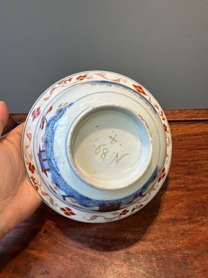 Een Chinese Imari-stijl 'klapmuts' kom met landschapsdecor, ex-collectie van August de Strerke, Kangxi — foto 6