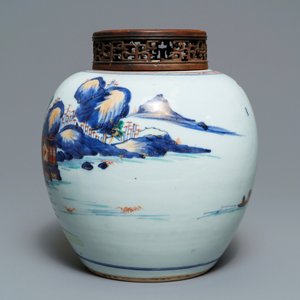 Een Chinese Imari-stijl pot met landschapsdecor, Kangxi — foto 2