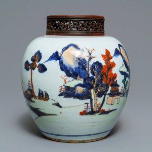 Een Chinese Imari-stijl pot met landschapsdecor, Kangxi — foto 4
