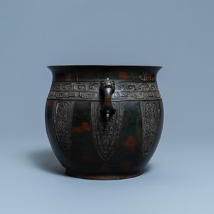 Een Chinese ingelegde bronzen jardinière met inscriptie voor de islamitische markt, 18/19e eeuw — foto 5