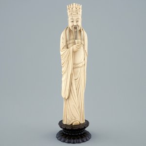Een Chinese ivoren figuur met beker op houten lotus-sokkel, 19e eeuw — foto 2