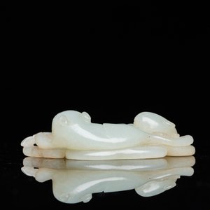 Een Chinese jade hanger met twee katten, Qing — foto 4