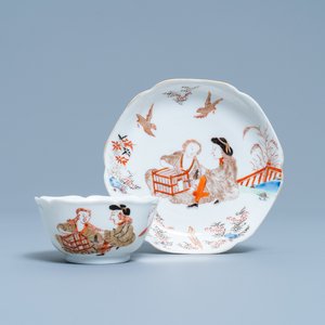 Een Chinese kop en schotel met decor naar Cornelis Pronk, Yongzheng/Qianlong — foto 1