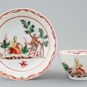 Een Chinese kop en schotel met kersenplukkers, Qianlong, 18e eeuw — foto 1