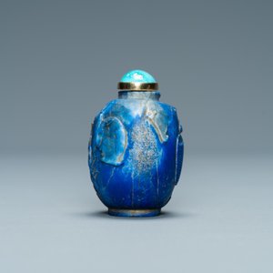 Een Chinese lapis lazuli snuiffles met vergulde bodem, Qing — foto 4