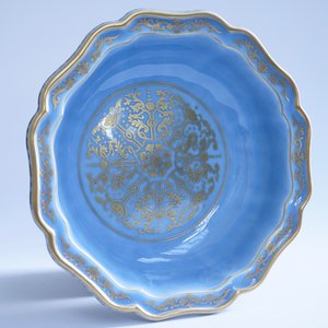 Een Chinese lavendelblauwe en vergulde gelobde kom met doos, Qianlong zegelmerk, 20e eeuw — foto 5