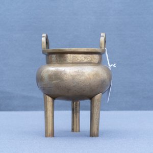 Een Chinese met zilver ingelegde bronzen wierookbrander, Shi Shou merk, 19e eeuw — foto 9