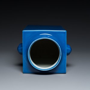 Een Chinese monochrome blauw-geglazuurde 'cong' vaas, Guangxu merk en periode — foto 6