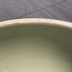 Een Chinese monochrome celadon driepotige wierookbrander met onderglazuur floraal decor, Kangxi — foto 16