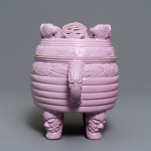 Een Chinese monochroom roze wierookbrander met deksel, 19/20e eeuw — foto 3