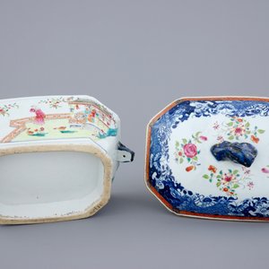 Een Chinese octagonale famille rose terrine op onderschotel, Qianlong, 1e helft 18e eeuw — foto 9