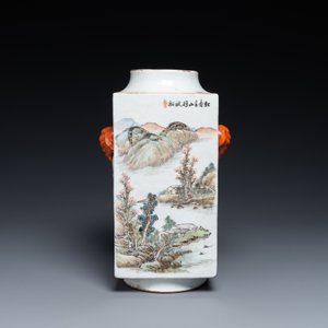 Een Chinese qianjiang cai 'cong' vaas, 19e eeuw — foto 5
