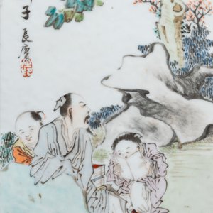 Een Chinese qianjiang cai 'cong' vaas, 19e eeuw — foto 10