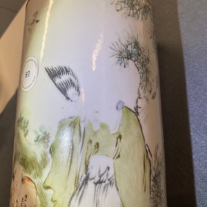 Een Chinese qianjiang cai hoedensteun, Qianlong merk, 19/20e eeuw — foto 8