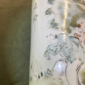 Een Chinese qianjiang cai hoedensteun, Qianlong merk, 19/20e eeuw — foto 10