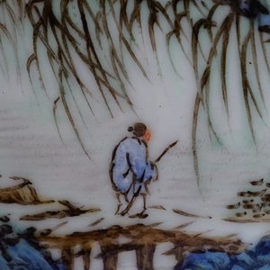 Een Chinese qianjiang cai plaque met landschapsdecor, gesigneerd Wang Ye Ting (1884-1942), 20e eeuw — foto 4