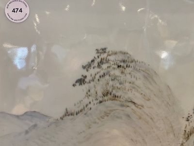 Een Chinese qianjiang cai plaquette met een berglandschap, 19e eeuw — foto 4