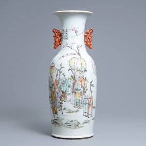 Een Chinese qianjiang cai vaas, gesign. Wang Xing Li, gedat. 1908 — foto 1