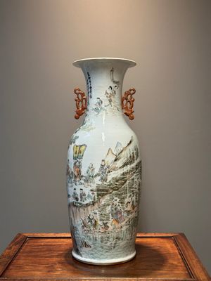 Een Chinese qianjiang cai vaas, gesigneerd Wang Xingli 汪興黎, eind 19/20e eeuw — foto 2