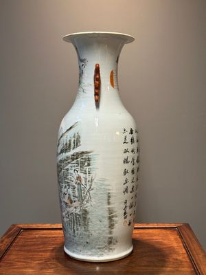 Een Chinese qianjiang cai vaas, gesigneerd Wang Xingli 汪興黎, eind 19/20e eeuw — foto 3