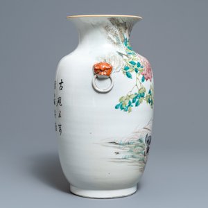 Een Chinese qianjiang cai vaas met eenden, 19/20e eeuw — foto 2