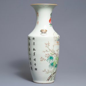Een Chinese qianjiang cai vaas met figuren bij een os, Ma Qingyun, 19/20e eeuw — foto 2