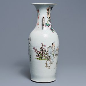 Een Chinese qianjiang cai vaas met figuren rond een tafel, 19e eeuw — foto 4