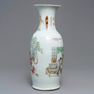 Een Chinese qianjiang cai vaas met tweezijdig decor, 19/20e eeuw — foto 2