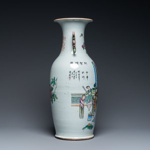 Een Chinese qianjiang cai vaas met tweezijdig decor, 19/20e eeuw — foto 2